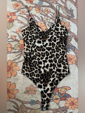 gaze Leopard Print One-Piece Bodysuit - Brown/Black/Cream